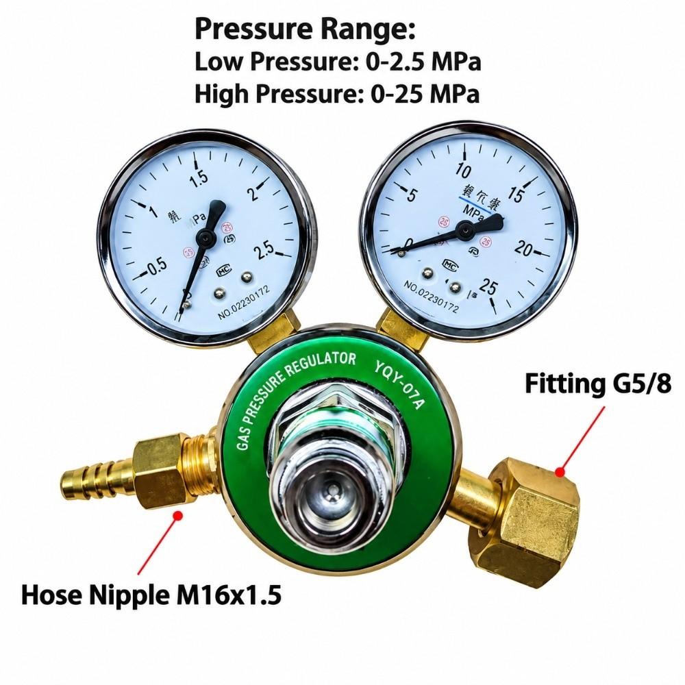 Dual Pressure Gauge Gas Pressure Reducer Green Pressure Regulating Valve  Gas Cylinder