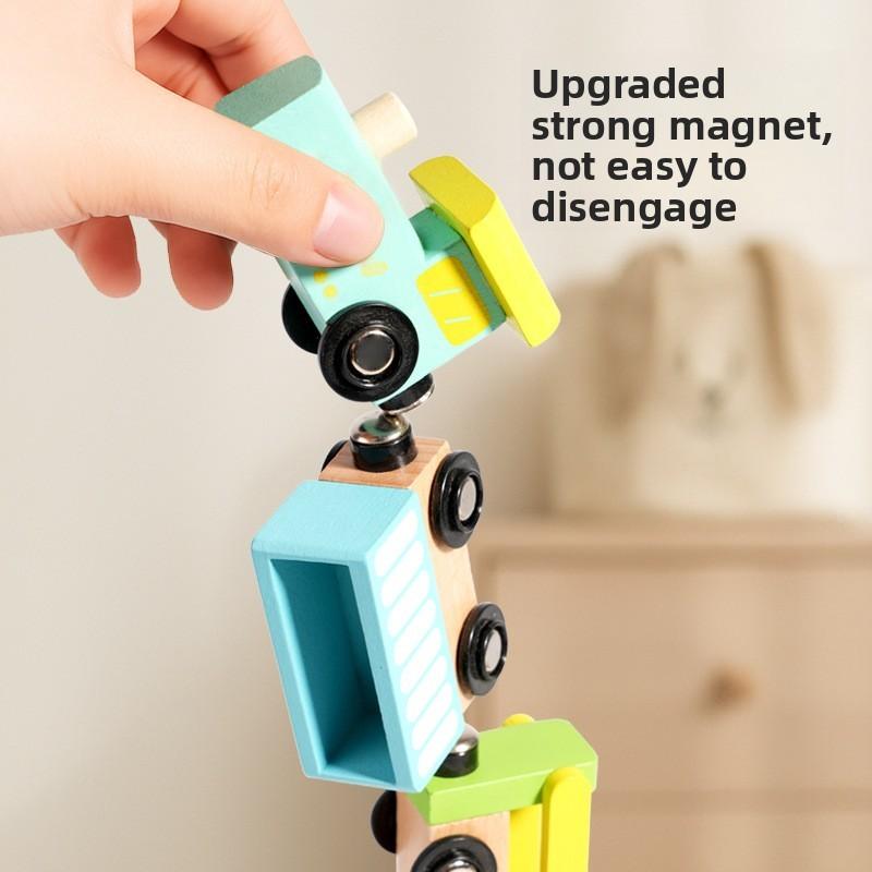 Wooden Train Toy Track Set With Diy Assembly For Kids Educational Gift Play