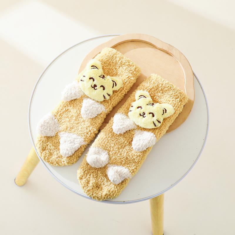 

Осень Зима Толстые Коралловые Флисовые Носки Детские Мальчики Девочки Противоскользящие Напольные Теплые Носки Мультяшные 3D Куклы Носки для Малышей для Детей 0-6 Лет 22cm жёлтый