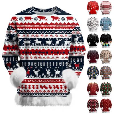 Moletom Feminino Casual Fashion Natal Estampa Retrô Manga Longa