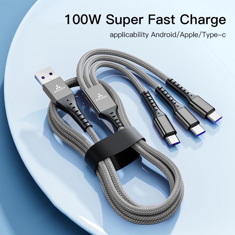 Car Interior Charger 3 In 1 Charging Cable Auto Accessories For Mitsubishi Lancer Ralliart ASX Mirage Pajero Xpander Attrage