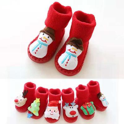 Newborn Baby Boys Girls Christmas Floor Socks Anti-Slip Baby Step Socks