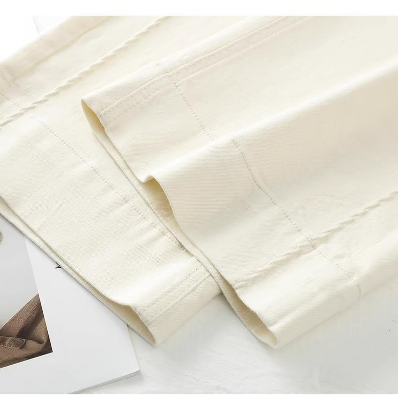 Dámské růžové džínové kalhoty se širokými nohavicemi: Drobná postava, rovné nohavice, móda jaro/podzim 2025