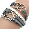 Women Multilayer Infinity Heart Love Friendship Faux Leather Cute Charm Bracelet