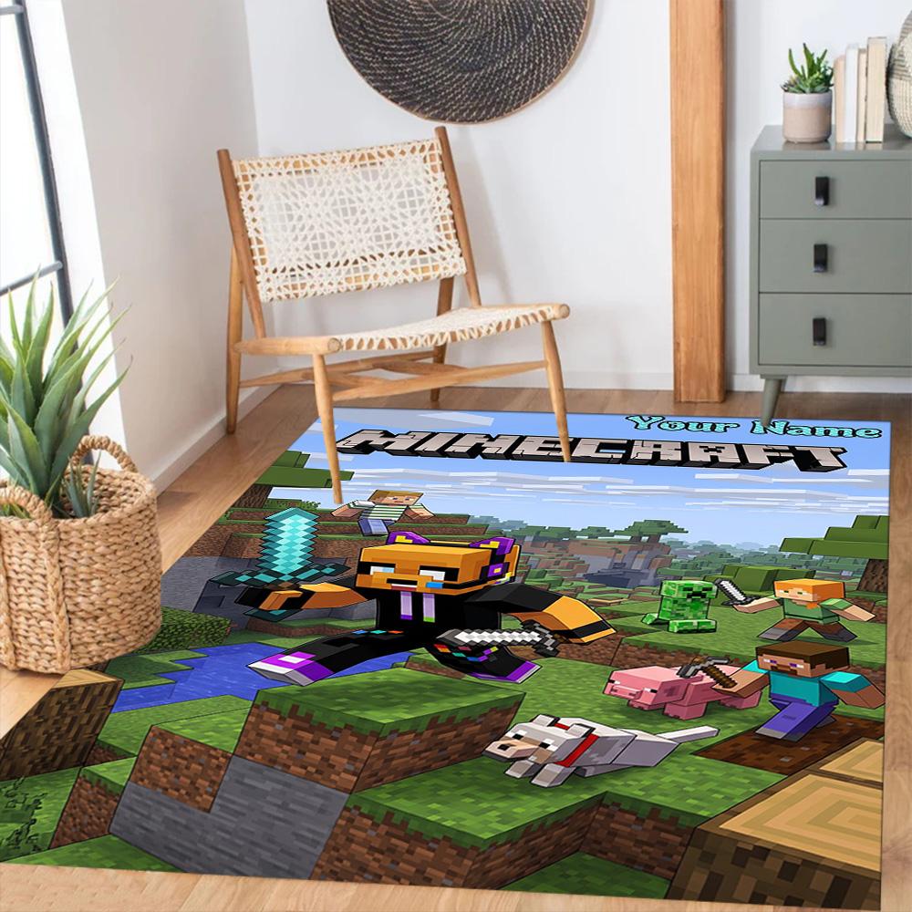Minecraft Customizable Name Area Rug Perfect For Living Rooms Dormitory Dining Room Balcony Antislip Rug Office Home Decor Wedding Party Gift