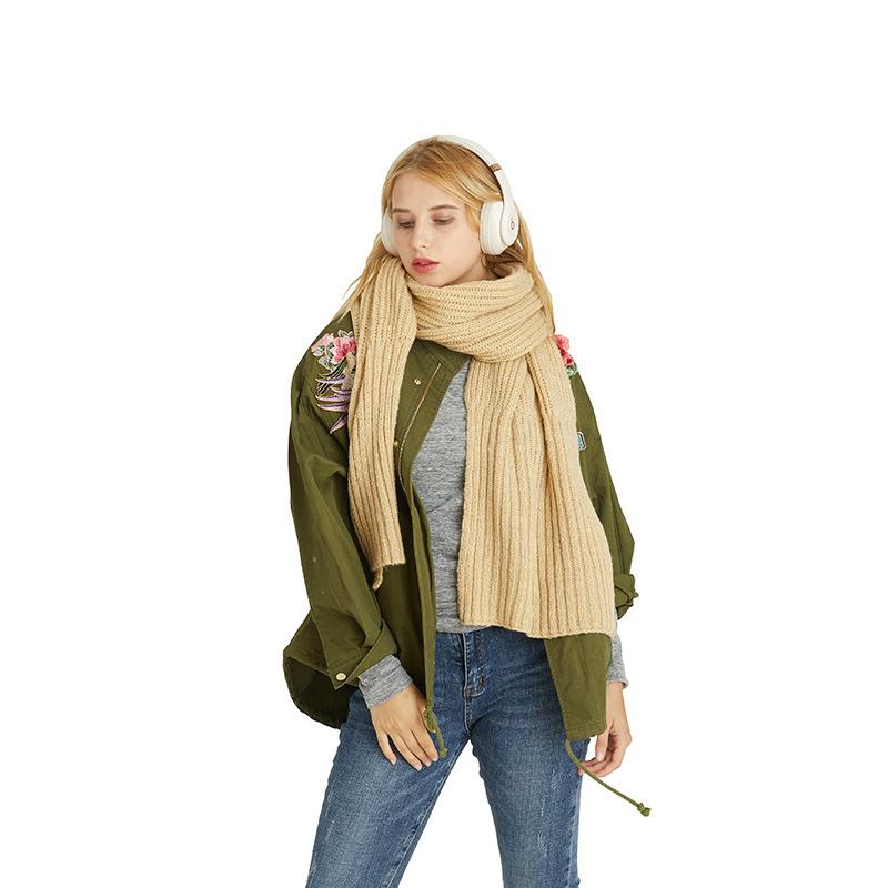 Autumn and winter new solid color mohair scarf men's and women's knitted monochrome thickened scarf shawl