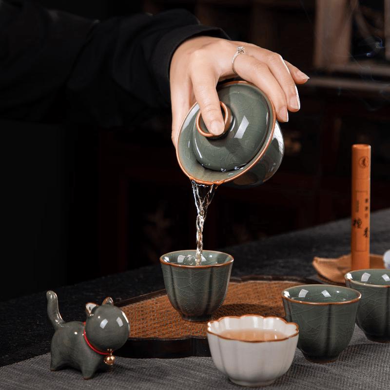 Chaxun Ru Kiln White Ceramic Tea Set Gift Box