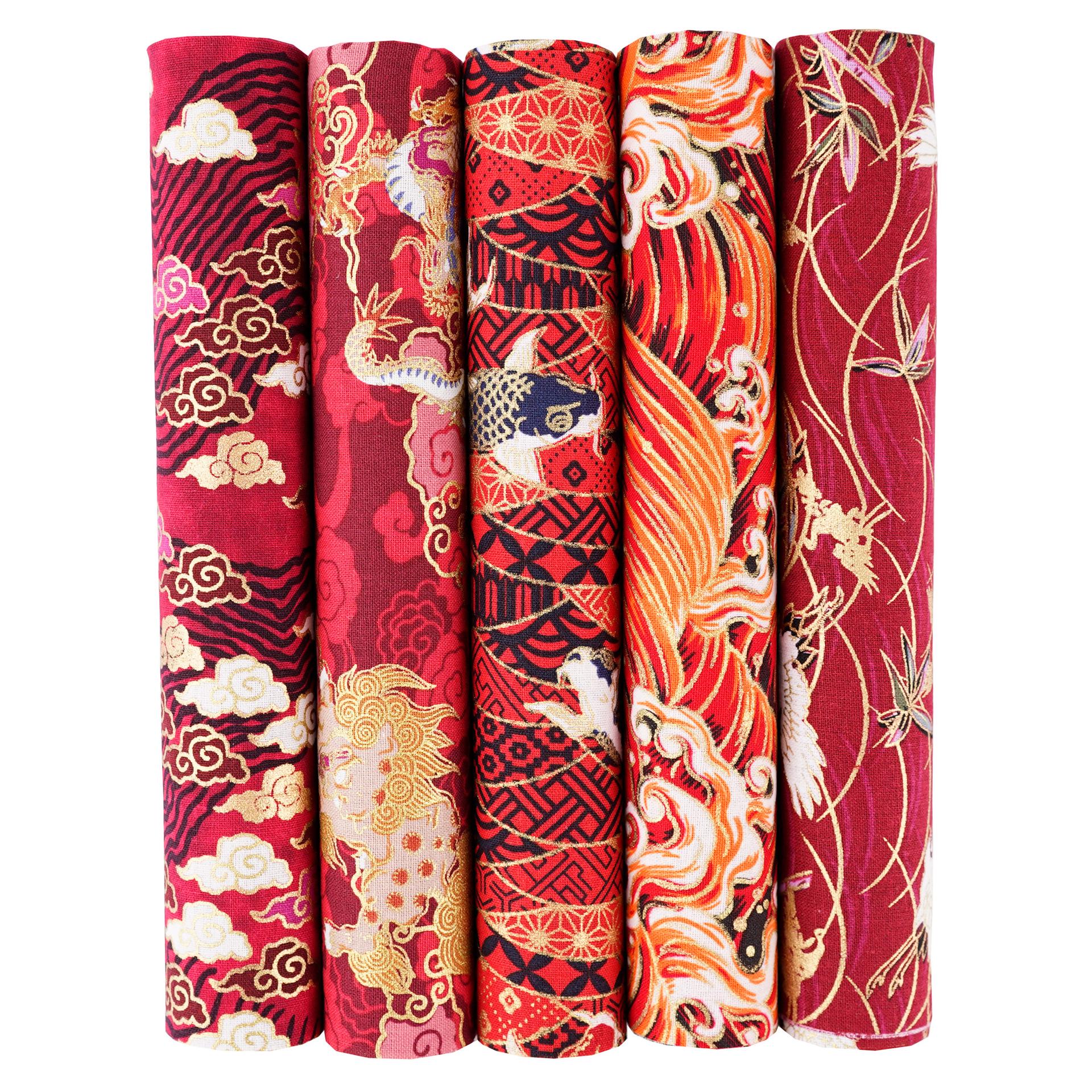 

Комплект хлопковой ткани с цветочным узором в японском стиле: 5 цветных пэчворков для проектов своими руками