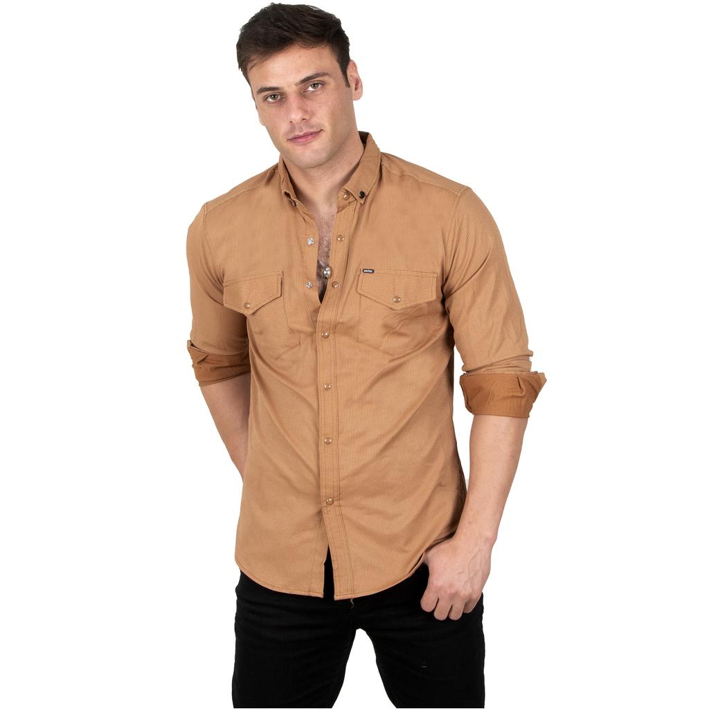 DeepSEA Herren-Hemd aus gestricktem Stoff mit Druckknopf und doppelter Tasche 2300415