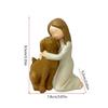 Girl Hold Dog Statue Desk Ornament Resin Sculpture Friendship Figure Crafts