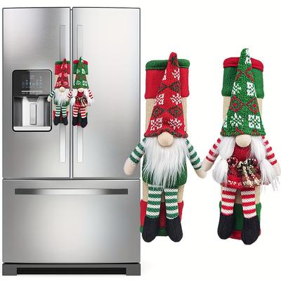 2 Stück Weihnachts-Kühlschranktürgriffabdeckung - Weihnachtsgriffschutz für Küchengeräte und Mikrowellendekoration