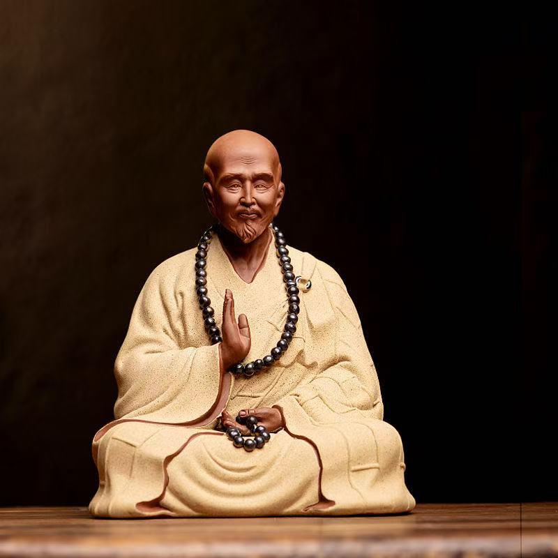 Ceramics Buddhist Figures Sculptures Statue Chinese Buddhist Monk Home Living Room Office Wealth Luck Feng Shui Decoraccessories