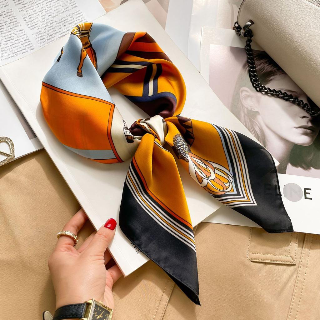 Luxus-Mode-Druck 70*70cm Seide Quadrat Schal Frauen Weiche Satin Haarband Halstuch Krawatte Weibliche Stirnband Foulard Tasche Band