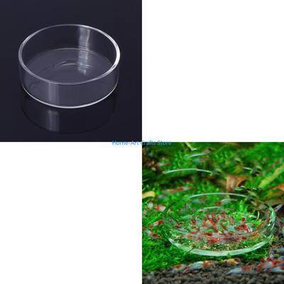 Y3NA Shrimp Feeding Dish Transparent Glass Bowl 3.9 3.5 3.2 2.6 2.4 In Round Tray