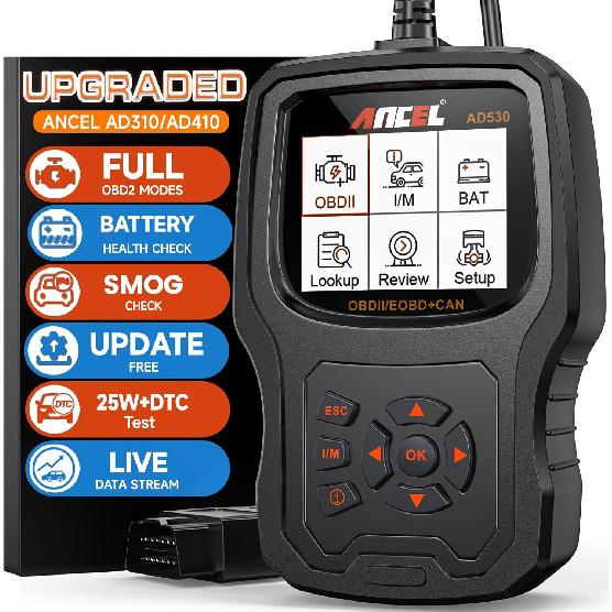 ANCEL AD530 OBD2 Scanner Diagnostic Tool, Universal Check Engine Code Reader With Live Data, Car Diagnostic Tool With Upgraded Battery Tester & All