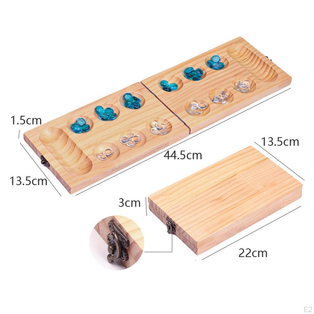 Wooden Multi Color Beads Mancala Board Game with Lock Party Portable Foldable