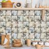 16Pcs/Set Retro Flower Tile Stickers Peel and Stick Waterproof PVC Wall Decals Matte Anti-Slip Floor Wallpaper for Living Room Bathroom Decor