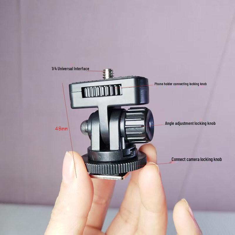 17mm Ball Head Camera Phone Stand with Swivel Head & 1/4 Phone Clip for Live Streaming, Horizontal, Vertical, & Top-Down Shooting