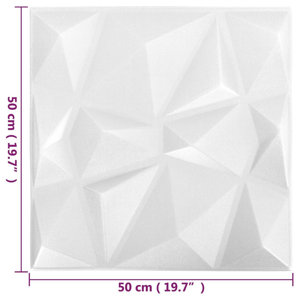 Wall Panels 12 pcs Diamond White 50 x 50 cm XPS Foam