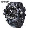 SANDA Women's Trendy LED Dual Display Waterproof Watch with Hourly Chime