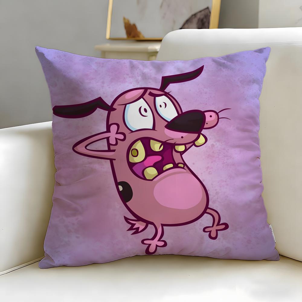 Cartoon Courage the Cowardly Dog Cushion Cover Soft & Easy-Wash Pillow Case – Versatile for Couch, Bed, Travel and Office