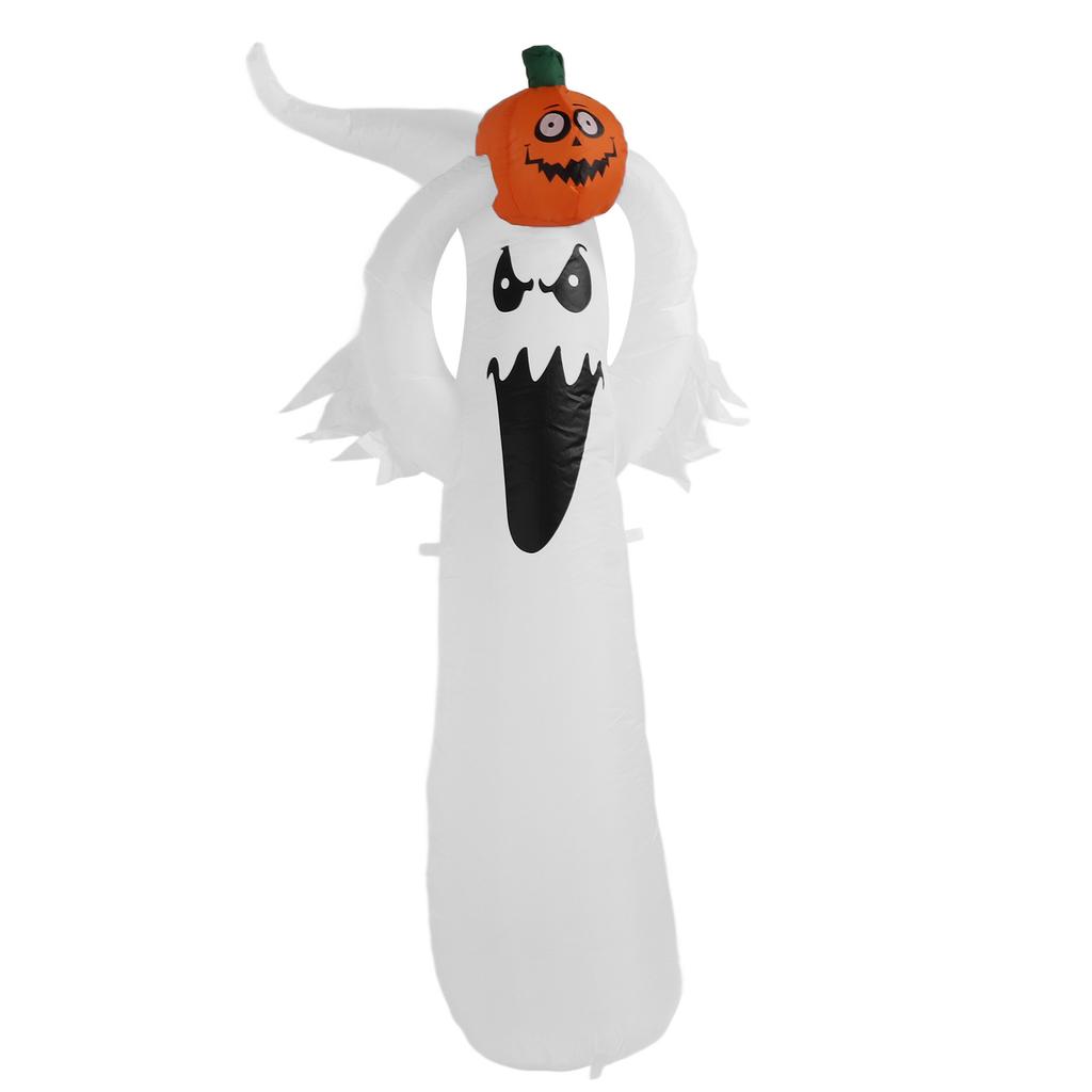 1.8m Halloween Inflatables Pumpkin Head White Ghost Inflatable Pumpkin Blow Up Ghost with LED for