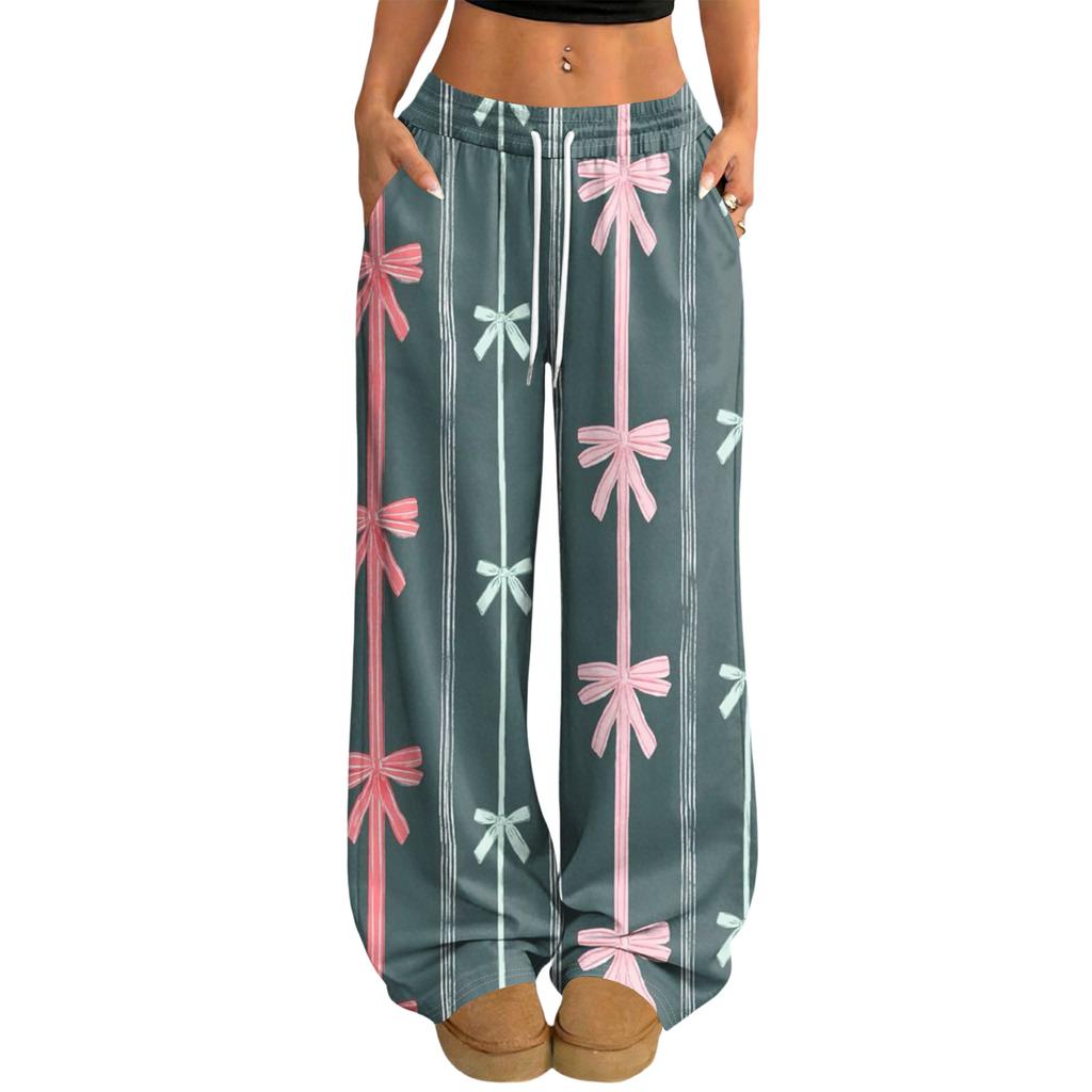 Women's Casual And Fashionable  Elastic Waist Loose Wide Leg Pants