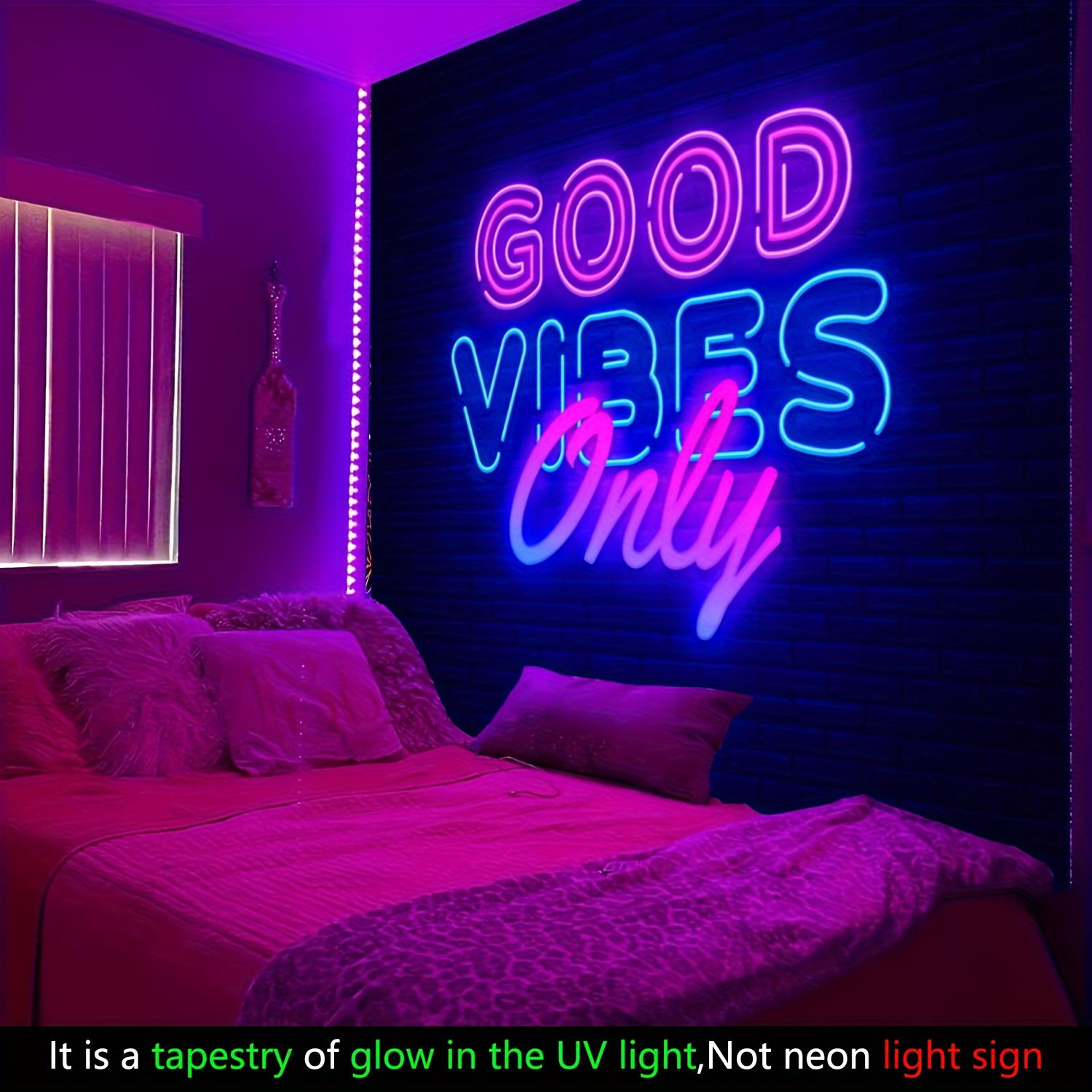 

1 шт. гобелен Good Vibes Only, красочный эстетический черный гобелен из полиэстера, настенный, используется для украшения дома 150x130cm