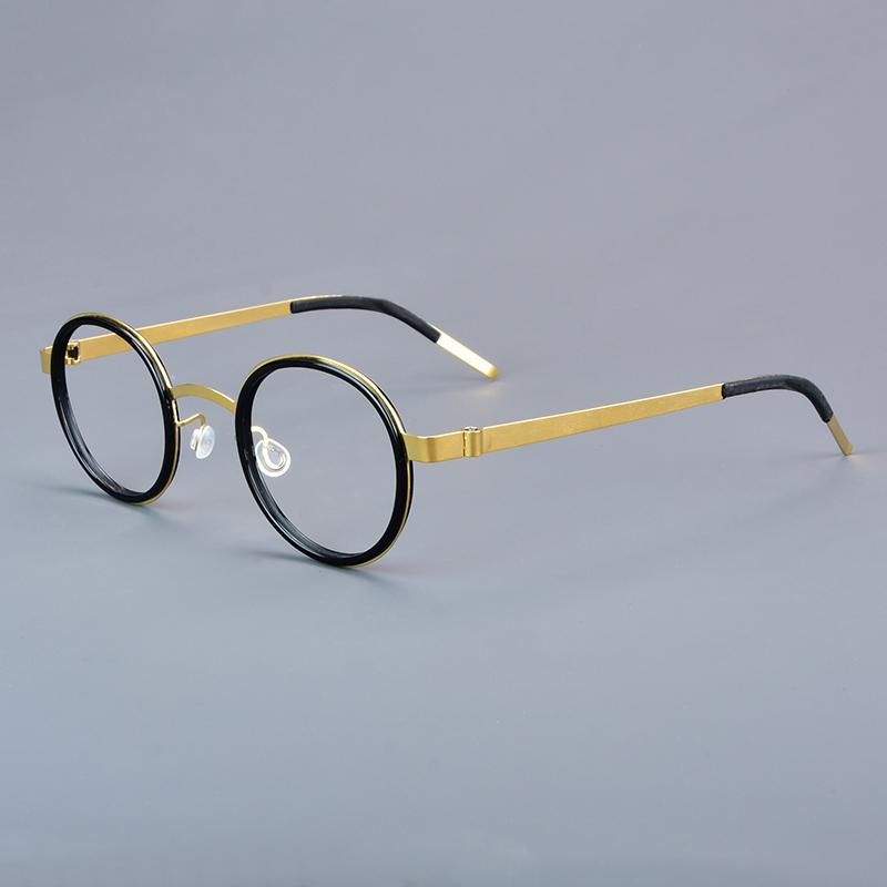 Denmark Brand 1011 Round Glasses Frame Men Women Titanium Acetate Ultralight Eyeglasses Fashion Vintage Screwless Eyewear Optic