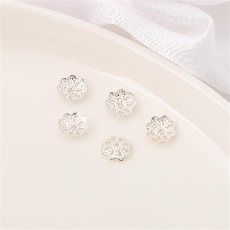 14K Gold Filled Flower Cap Bracelet DIY Jewelry Accessories with White Gold Beaded Spacers