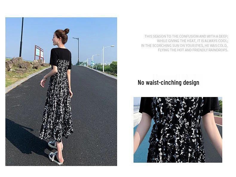 2025 Sommer Hepburn Stil Hohe Taille Blumen Midikleid - Schlankmachend, Kurzarm