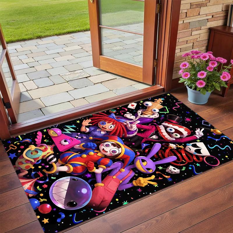 Anti‑Slip Crystal Velvet Floor Rug, The Amazing Digital Circus Design Carpet for Indoor Living Bedroom Home Decoration