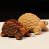 Wood Carved Money Turtle Ornament Home Feng Shui Living Room Office Decoration Desktop Ornament Turtle Statue