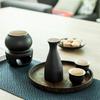 Japanese Drinking Set Contains Heat Resistant Sake Carafe Bottle 4 Cups Warmer Candle Stove Birthday Housewarmings Gift