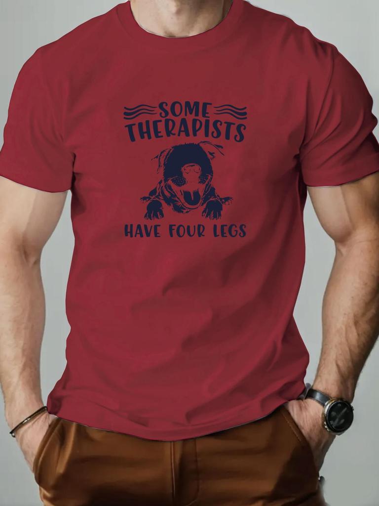 Mens cotton Tshirt SOME THERAPISTS HAVE FOUR LEGS summer round neck short sleeve graphic breathable fashion casual Tshirt