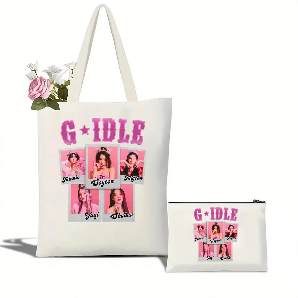 Collage Harajuku Printed Tote Bag Tote Bag Women's Popular Korean Group Canvas Shoulder Bag