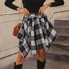 Women Spring Summer High Waist Plaid Printed Irregular A Line Skirt
