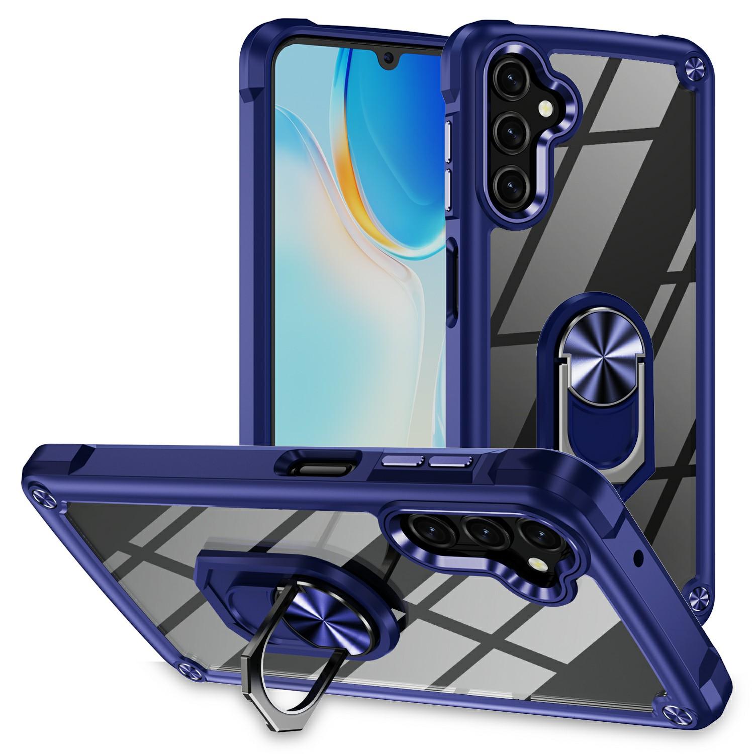 

For Samsung Galaxy A56 5G Case Alloy Lens Frame PC + TPU Kickstand Phone Back Cover C