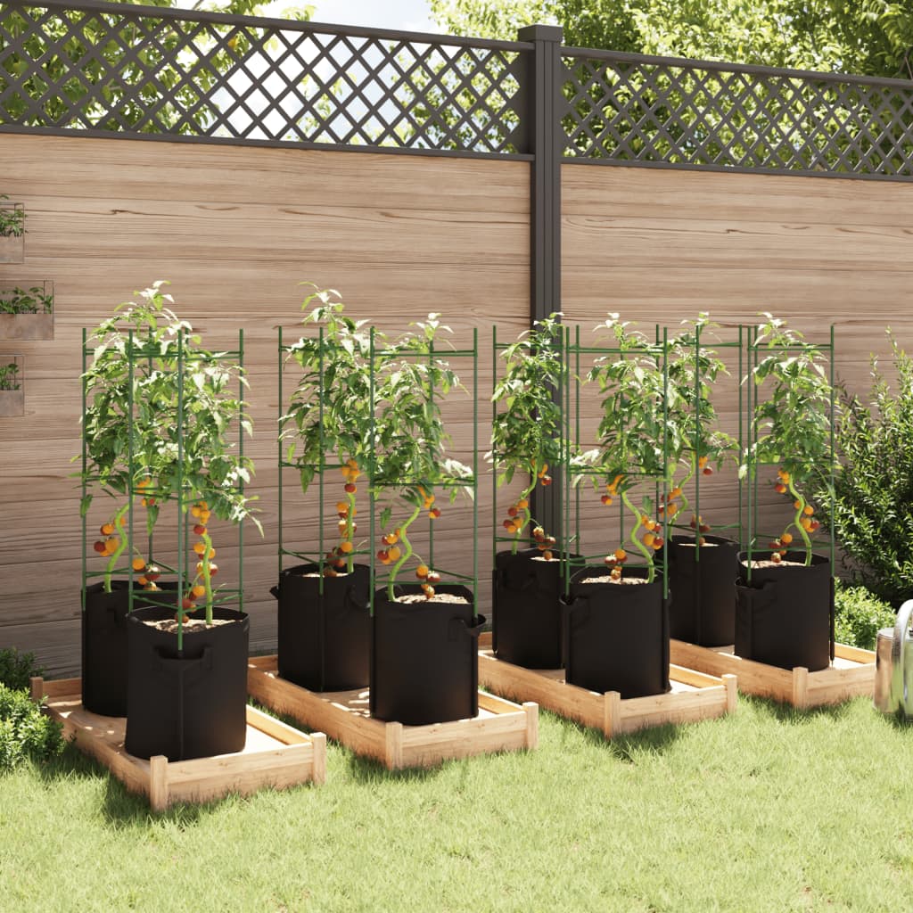 Tomato Cages with Plant Sacks 8 pcs 116 cm Steel and PP