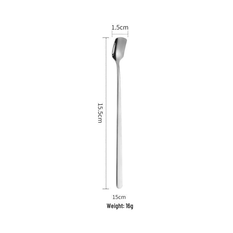304 Stainless Steel Long-Handled Square Head Spoon - Ideal for Honey, Stirring, Ice, Bar, and Western Tableware