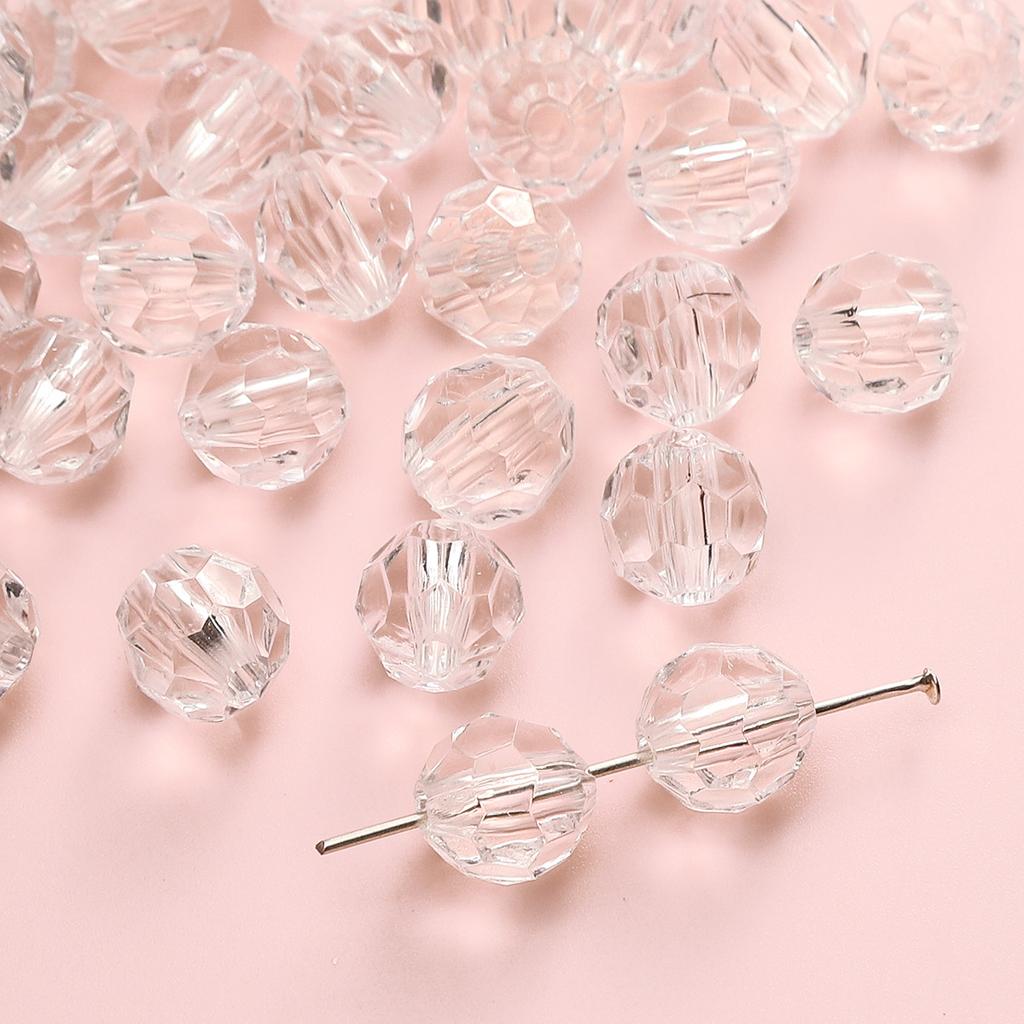 Handmade Beads Diamond-shaped Faceted Beads Acrylic Transparent Irregular Faceted Round Beads Beads DIY Bracelet Cell Phone Chain Jewelry Loose Beads