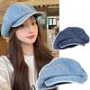 Βαμβακερό Καπέλο Newsboy Ίσιο Τζιν Πλυμένο Οκταγωνικό Καπέλο Βιντάζ Μπερές