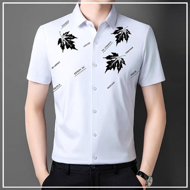 New Summer High-end Atmospheric Casual Minimalist Business Fashion Printed Wrinkle Resistant Breathable Short Sleeved Shirt