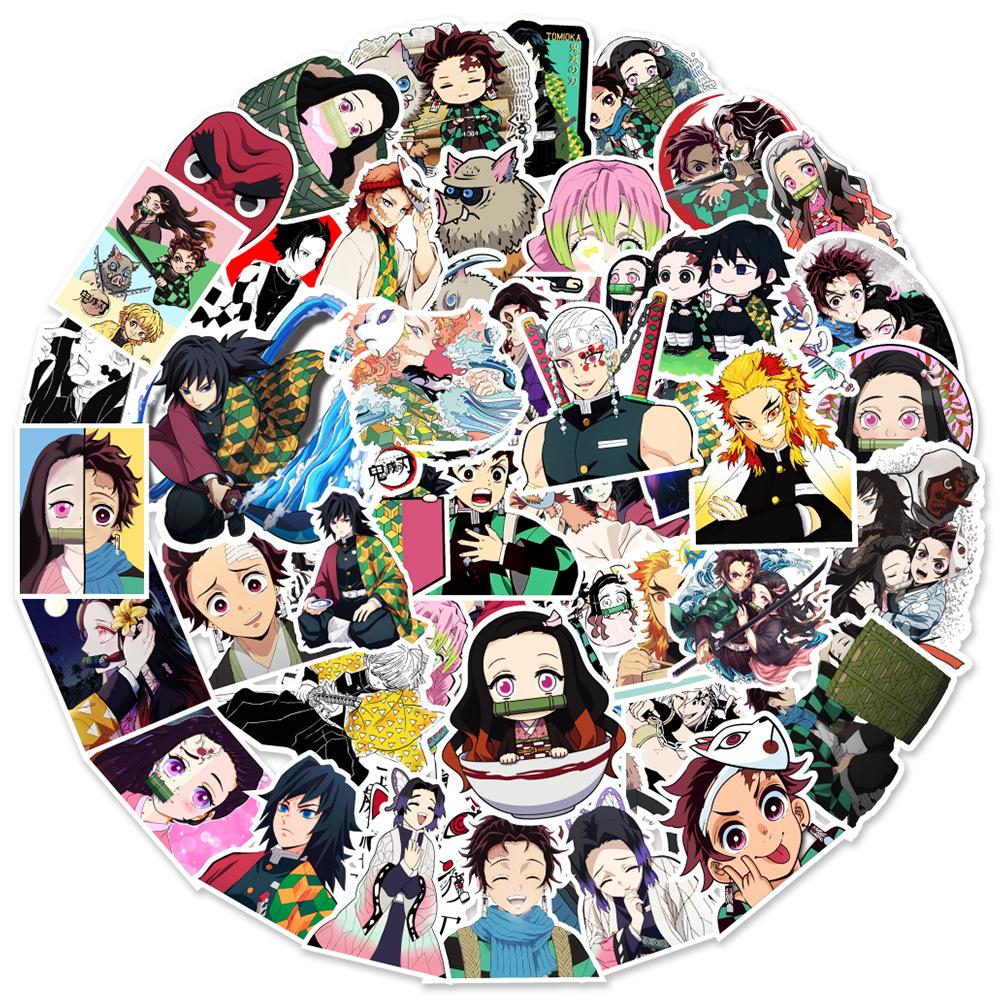 50 New Demon Slayer Graffiti Stickers Mobile Ticket Motorcycle Skateboard Decorative Stickers Waterproof