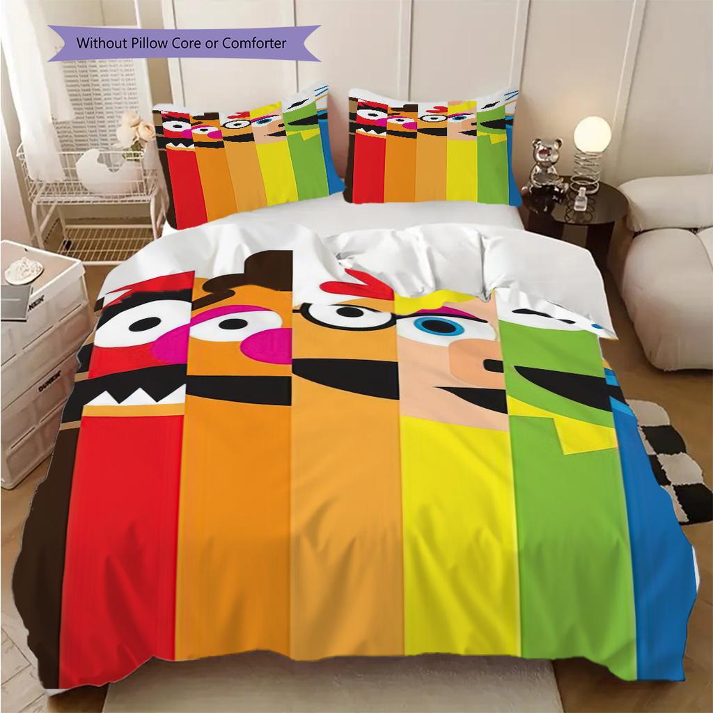 1PC Sesame Street pattern Bedding Quilt Set Quilt Cover Pillowcase Home Decoration Birthday Gift (1 * duvet cover + 2 * pillowcase, without core)