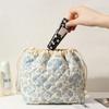 Drawstring Cosmetic Bag With Embossed Print, Large Capacity Drawstring Cosmetic Bag