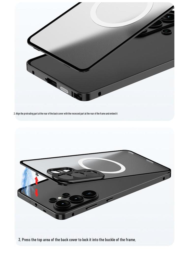 Samsung S26 Ultra Magnetic Buckle Phone Case, S25 Plus Metal Lens, S24 Drop Protection