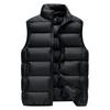 Autumn Winter Men Down Vest Simple Solid Color Stand Collar Male Waistcoat Thicken Sleeveless Casual Lightweight Man Coat