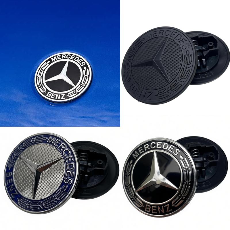 Benz amg 3D ABS 57mm Fronthauben-Emblem für Mercedes Benz Autozubehör Kompatibel mit Modellen W124 W140 W163 W202 W203 W20