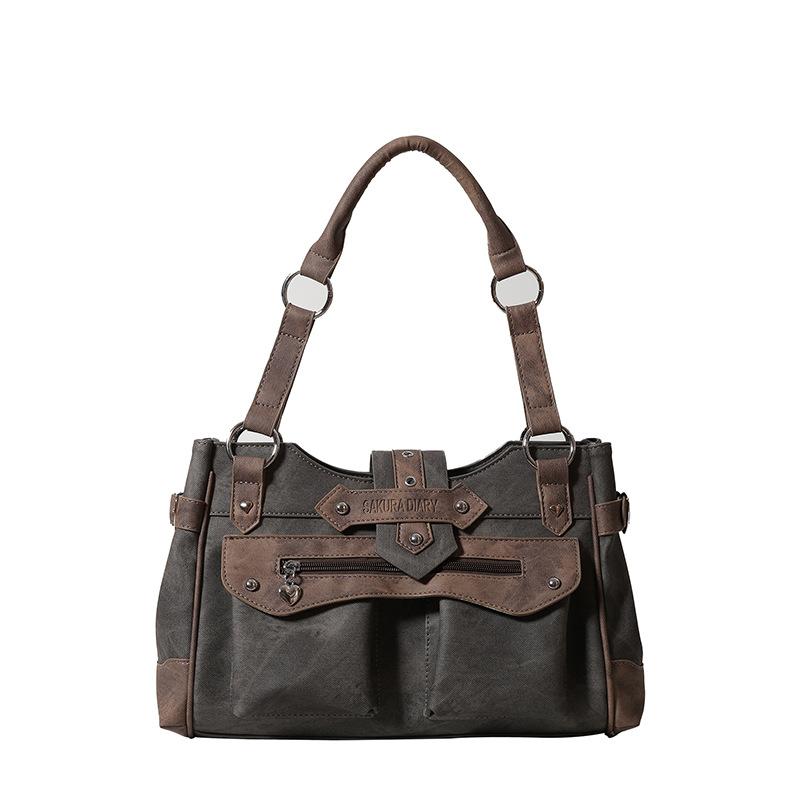 

Large-capacity Spice Girl Locomotive Wind Underarm Bag Women s New Bliss Wasteland Pain Bag Sweet Cool Portable Messenger Bag кофейный